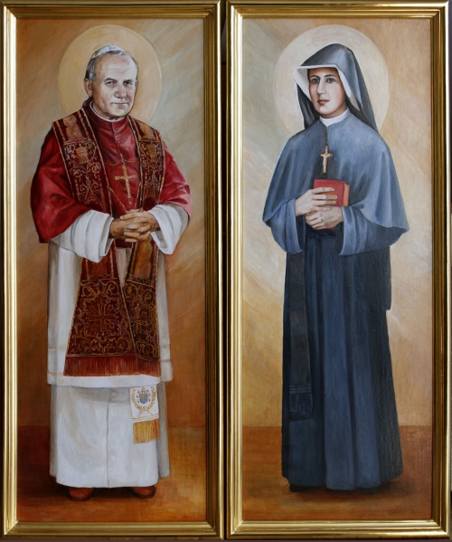 Sw. Jan Paweł i św. Faustyna w kościele NSPJ w Mokrzyskach
