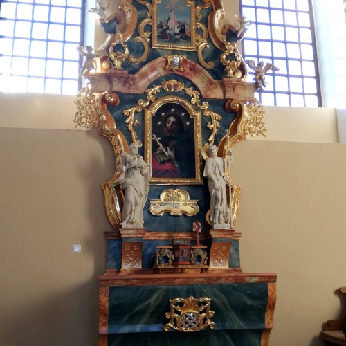 ołtarz boczny św. Jana Nepomucena XVIII w. po konserwacji