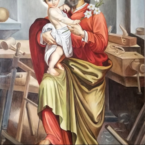 Św. Józef wg obrazu z kościoła OO. Bernardynów w Tarnowie, olej na płótnie z Rytra
