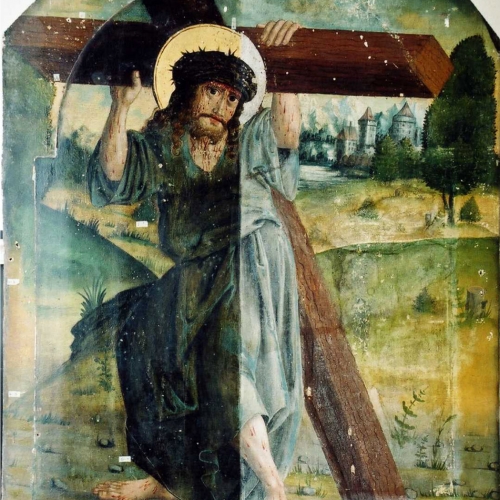 Niesienie Krzyża z Jurkowa pocz. XVI w. w czasie konserwacji