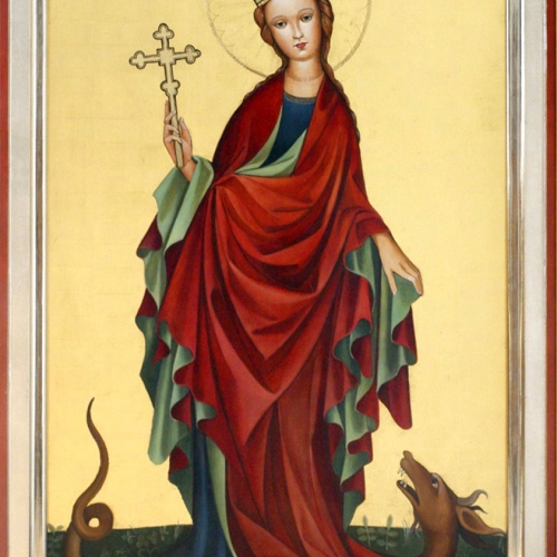 św. Małgorzata z Bazyliki w Nowym Sączu wg grafiki z 1400r. tempera na desce