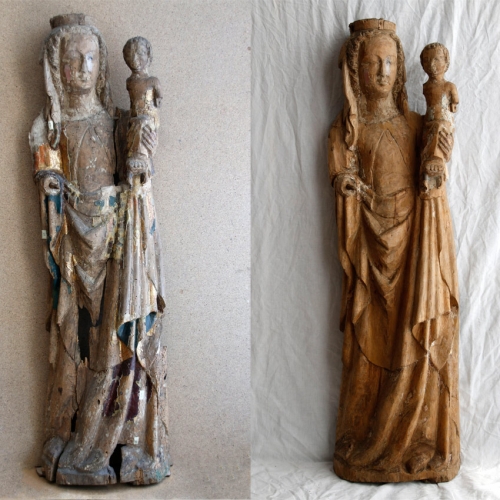 Matka Boża z Dzieciątkiem 1380 r. przed i po konserwacji
